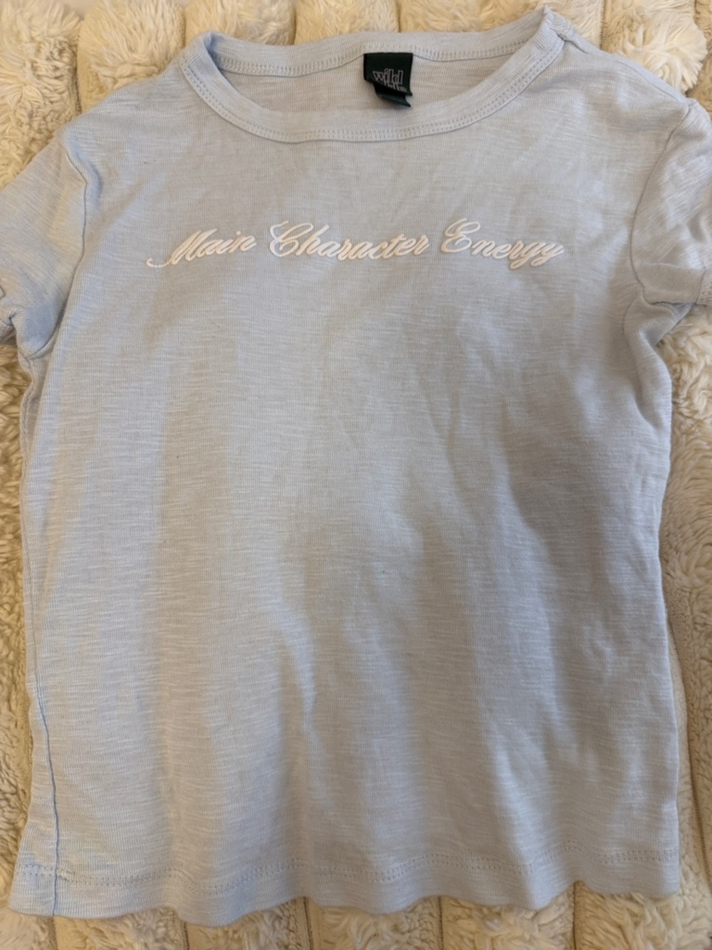 wild fable Light Blue Cropped Tee with "Main Character Energy" Script